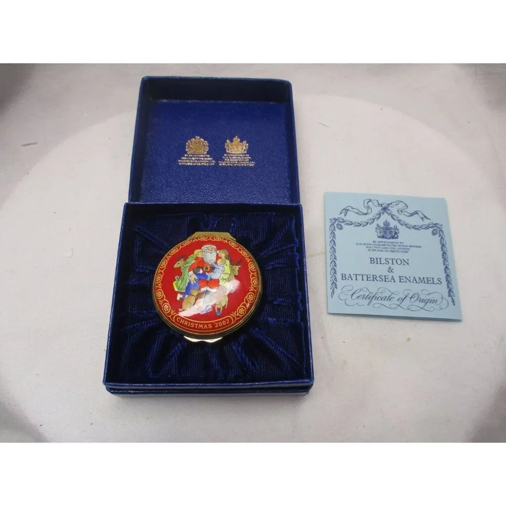 Enamel Box, Halcyon Days, Christmas 2002, Snuff Pill‎ Jewelry Trinket England